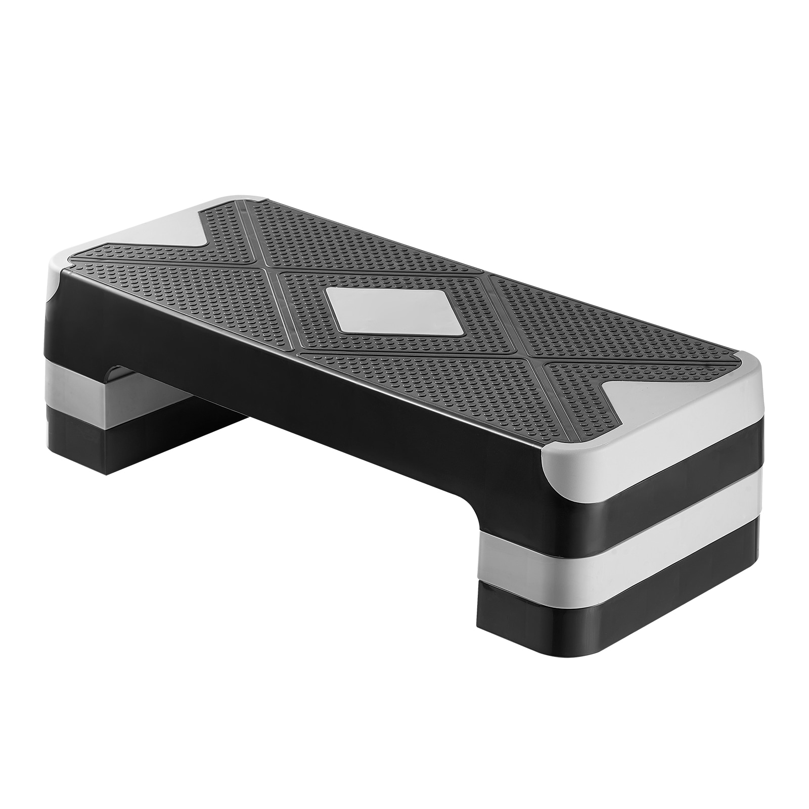 Aerobic Exercise Step Platform Height Adjustable Workout Stepper 4 Riser Gray_voghion.com